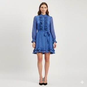 Zimmermann Blue Polka green Dot Long Sleeve Dress 3